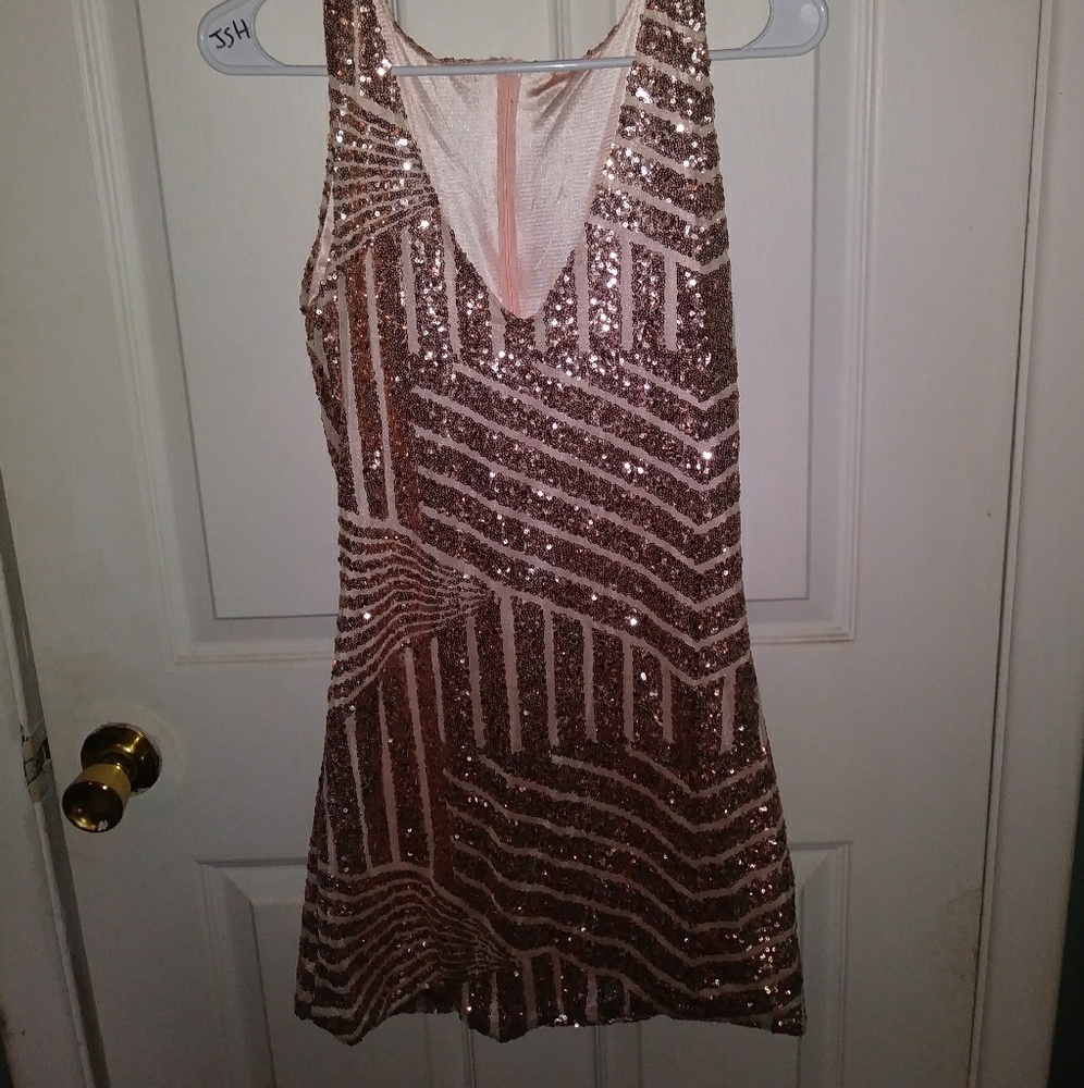 Sexy Gold Sequin Cocktail Dress